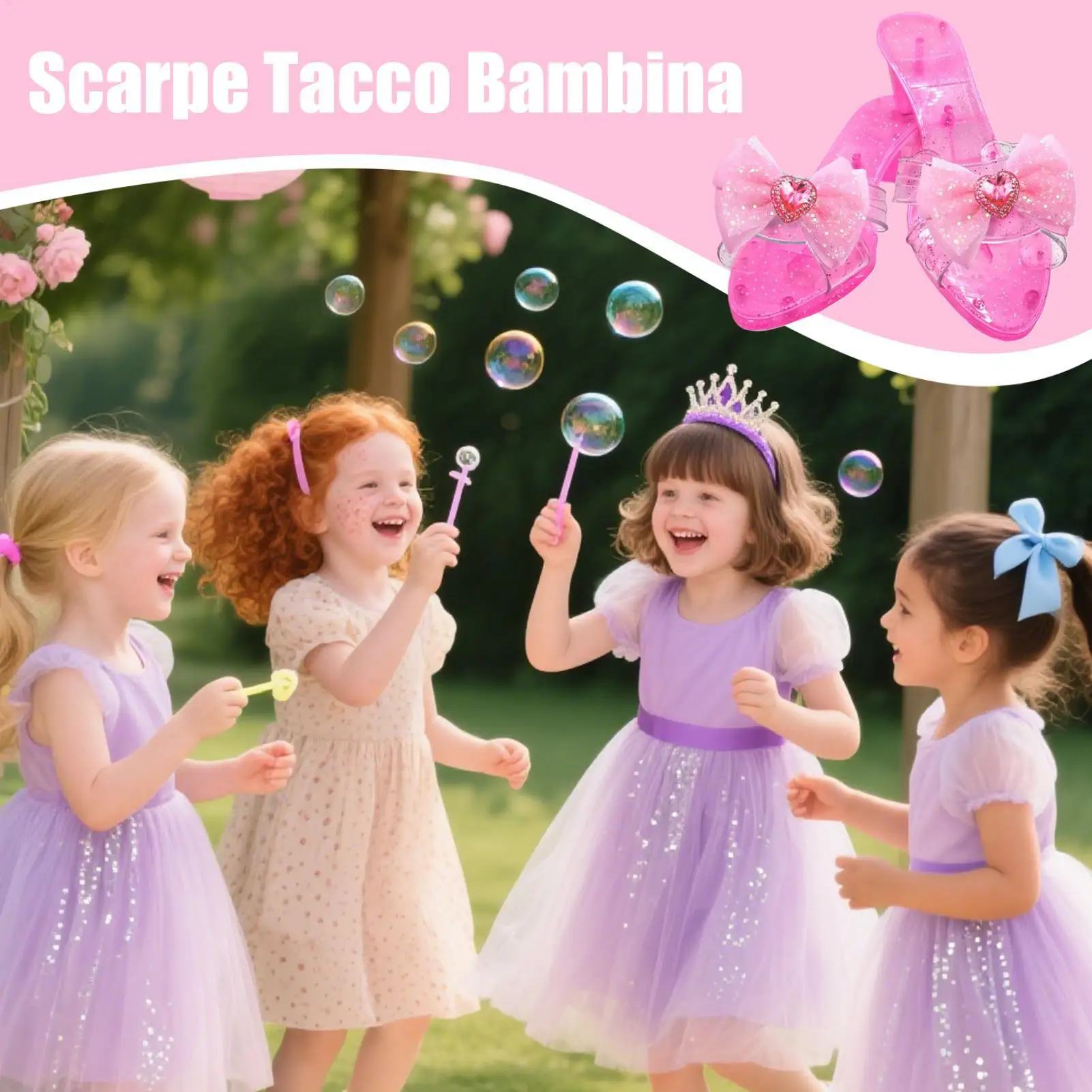 Pretend Play House Games Princess Crystal Shoes for Stage Masquerade Special Occasion Decorators Children's Makeup Simulation