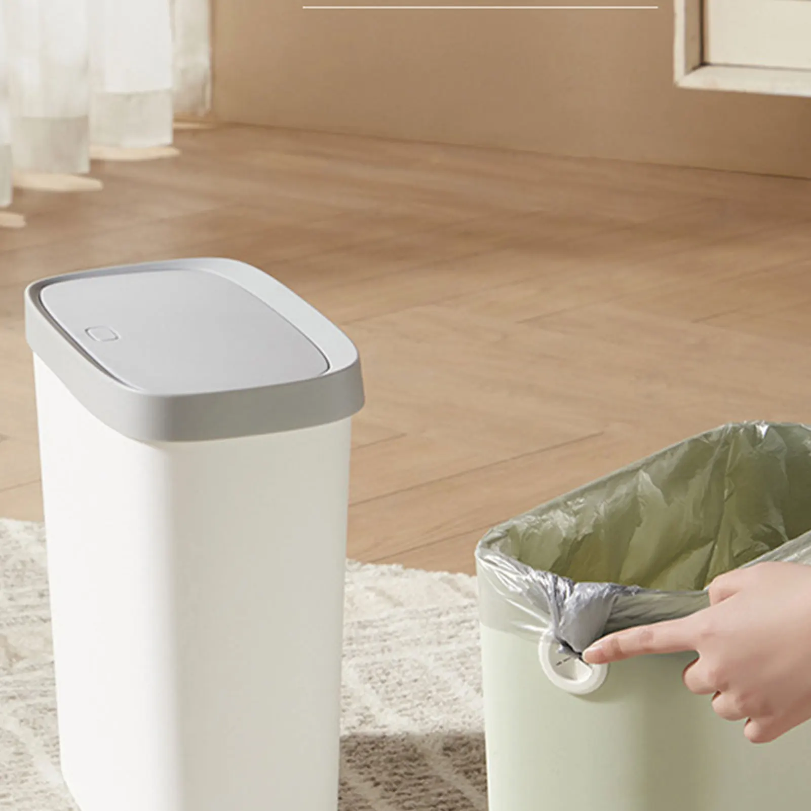 Plastic Trash Bin Without Lid Space Saving Design Suitable For Bathroom Kitchen Living Room Simple Solid Color