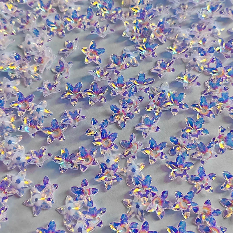 300/600 Stück atemberaubende Acryl-3D-Blumenperlen in AB-Farbe, geeignet für DIY-Schmuck, Kleidung und Accessoires. – Detail 4