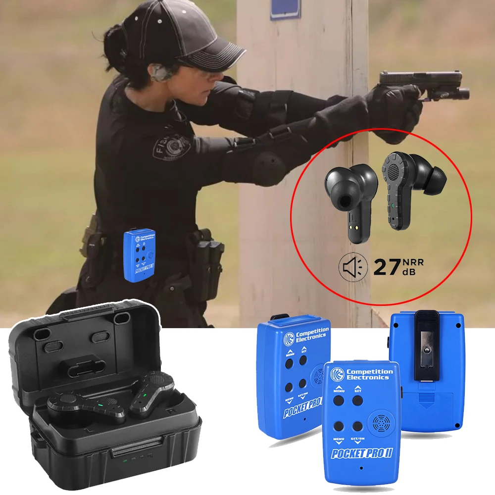 IDPA IPSC Electronic Shooting Match Timer with Electronic Noise Canceling Headphone Earbuds Set, Pocket Pro Timer II