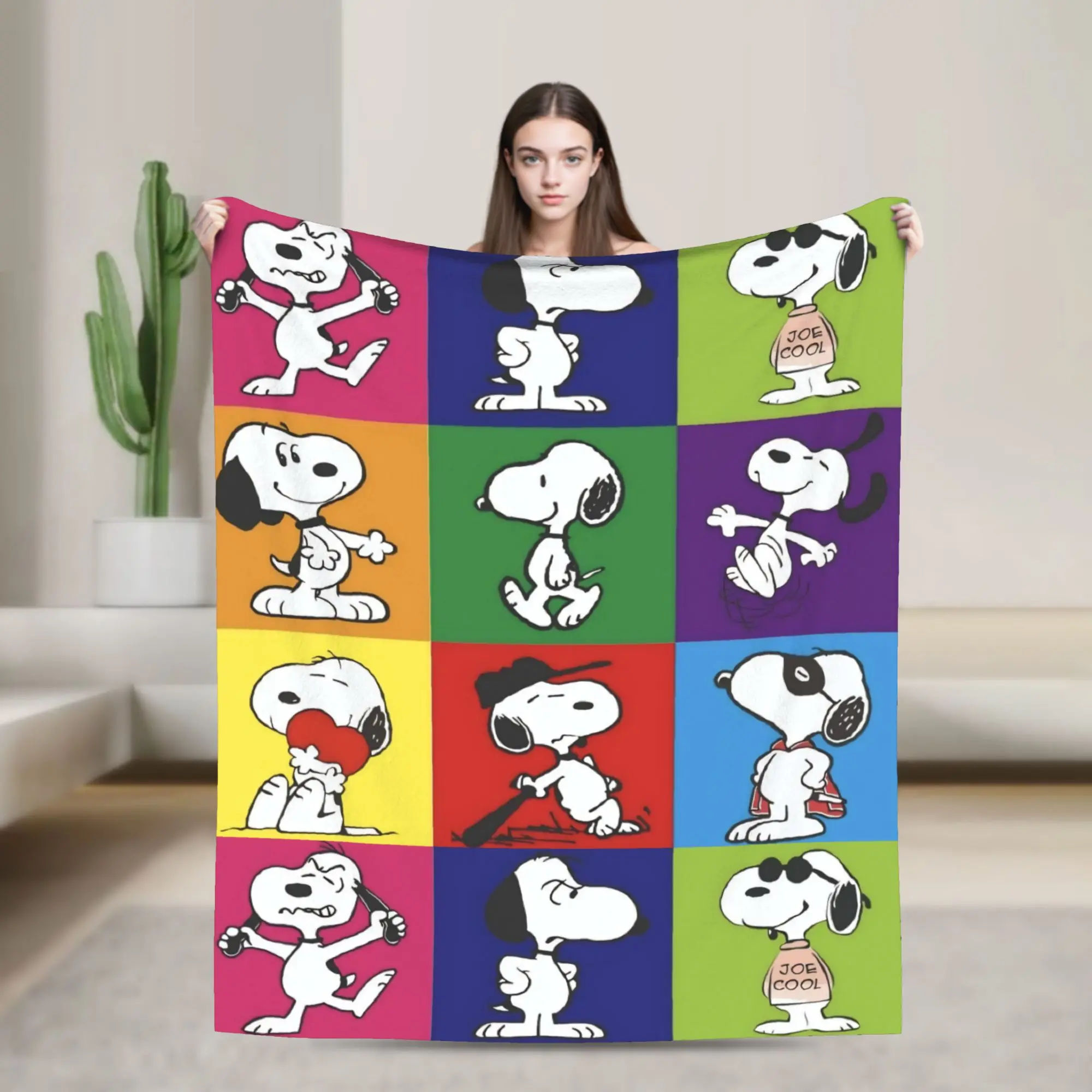 Lovely Dog S-Snoopys Fuzzy Blanket Colorful Funny Throw Blankets for Home 150*125cm Bedspread