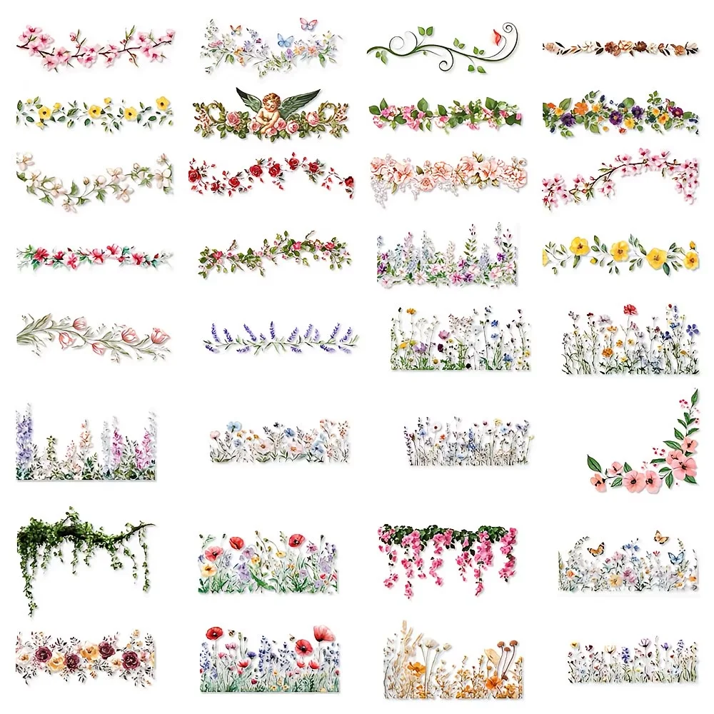 60 florale Tagebuch-Spitzenaufkleber und wasserfeste Aufkleber eignen sich für Laptops, Kühlschränke, Koffer, Desktops und Schneidegeräte – Detail 4