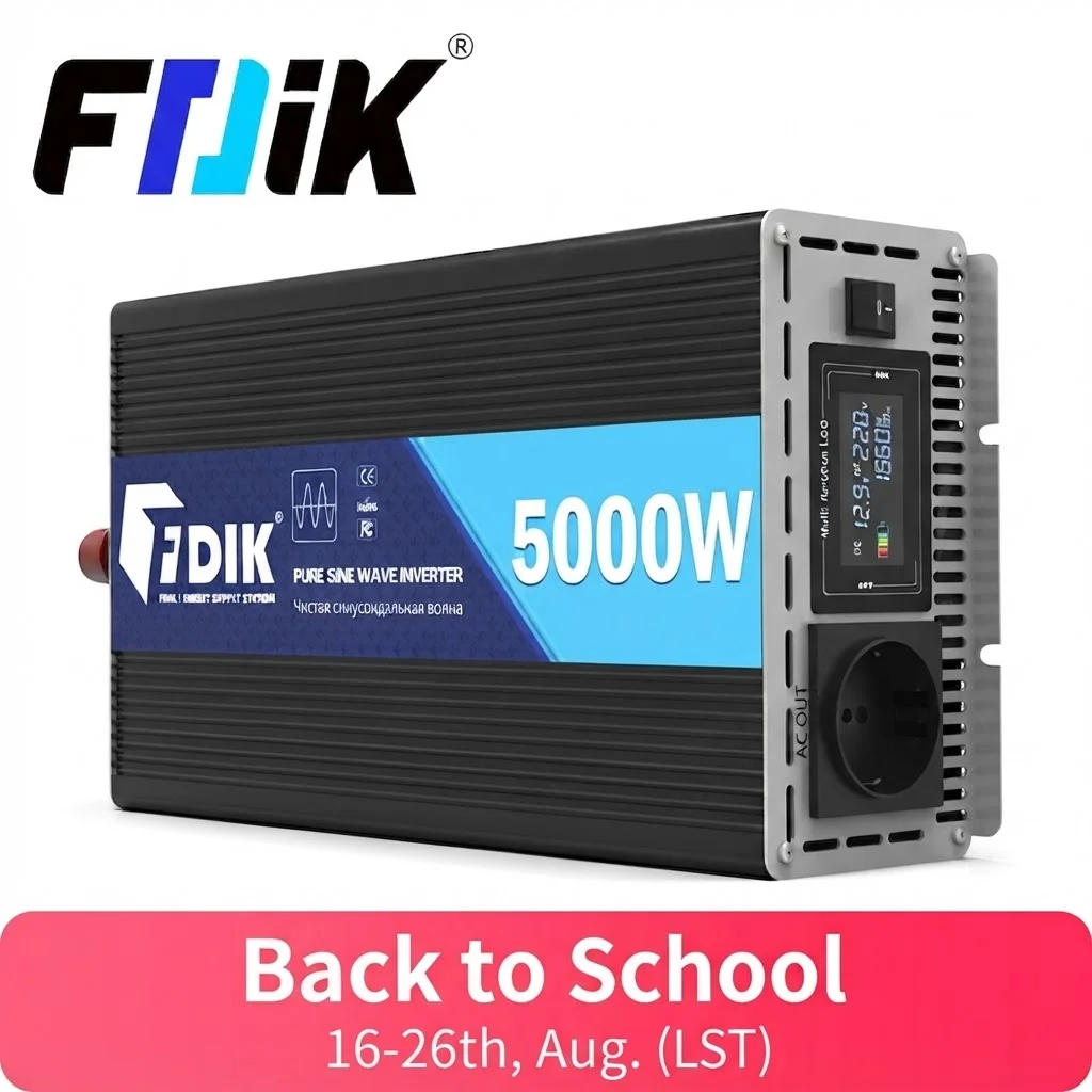 FDIK Inverter 5000W Reiner Sinus-Wechselrichter; 12V und 24V sind nicht austauschbar. Bitte wählen Sie das richtige Modell aus.