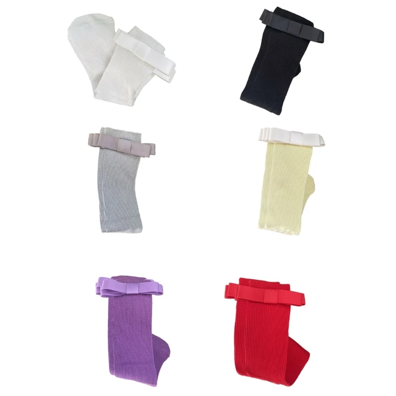 

Fashionable Baby Middle Tube Socks Solid Girls Calf Length Socks with Lovely Twin Bowknot Designing for Infants