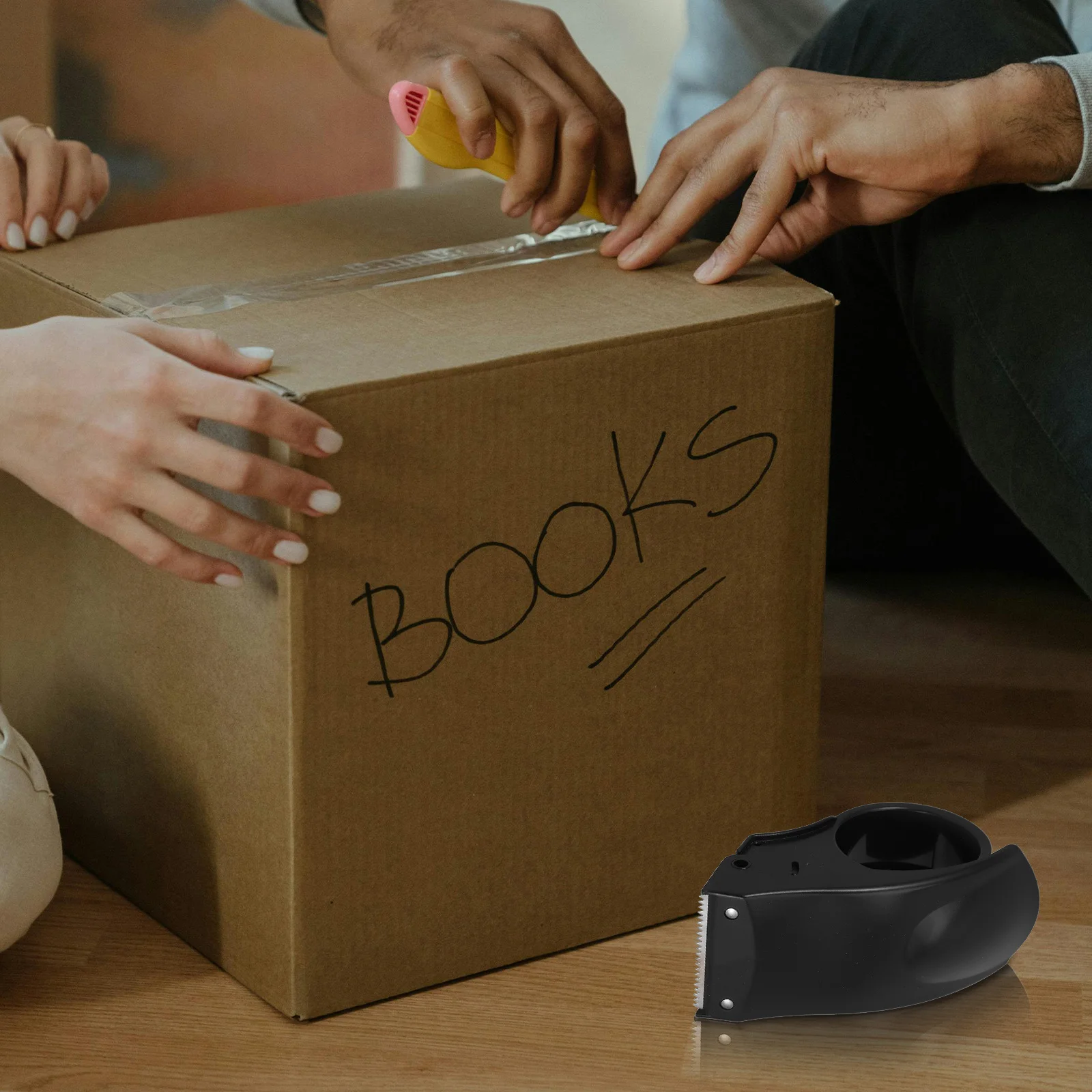 

Tape Cutter Dispenser with Metal Blade Anti-Rust Design for Smooth Fast Rolling Ergonomic Handle Heavy Duty Carton Sealer