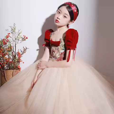 Flower Girls Christmas New Year Party Dress Children Luxurious Dresses Kids First Communion Teen Evening Vestidos