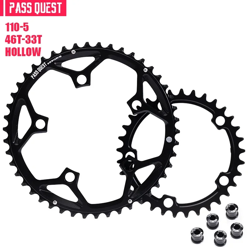 PASS QUEST Dubbel Kettingblad 110bcd 5 bouten 46/33 T 48/35 T 50/34 T 52/36 T 53/39 T 54/40 T Fiets Kettingwiel voor Shimano SRAM Crank