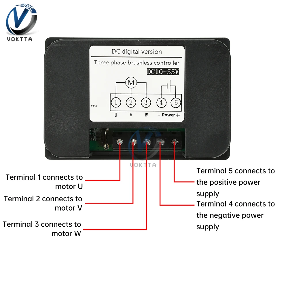 

DC 10-55V 15A DC Brushless Speed Regulator Three-phase Hall PWM Motor Speed Controller Forward and Reverse Potentiometer Control