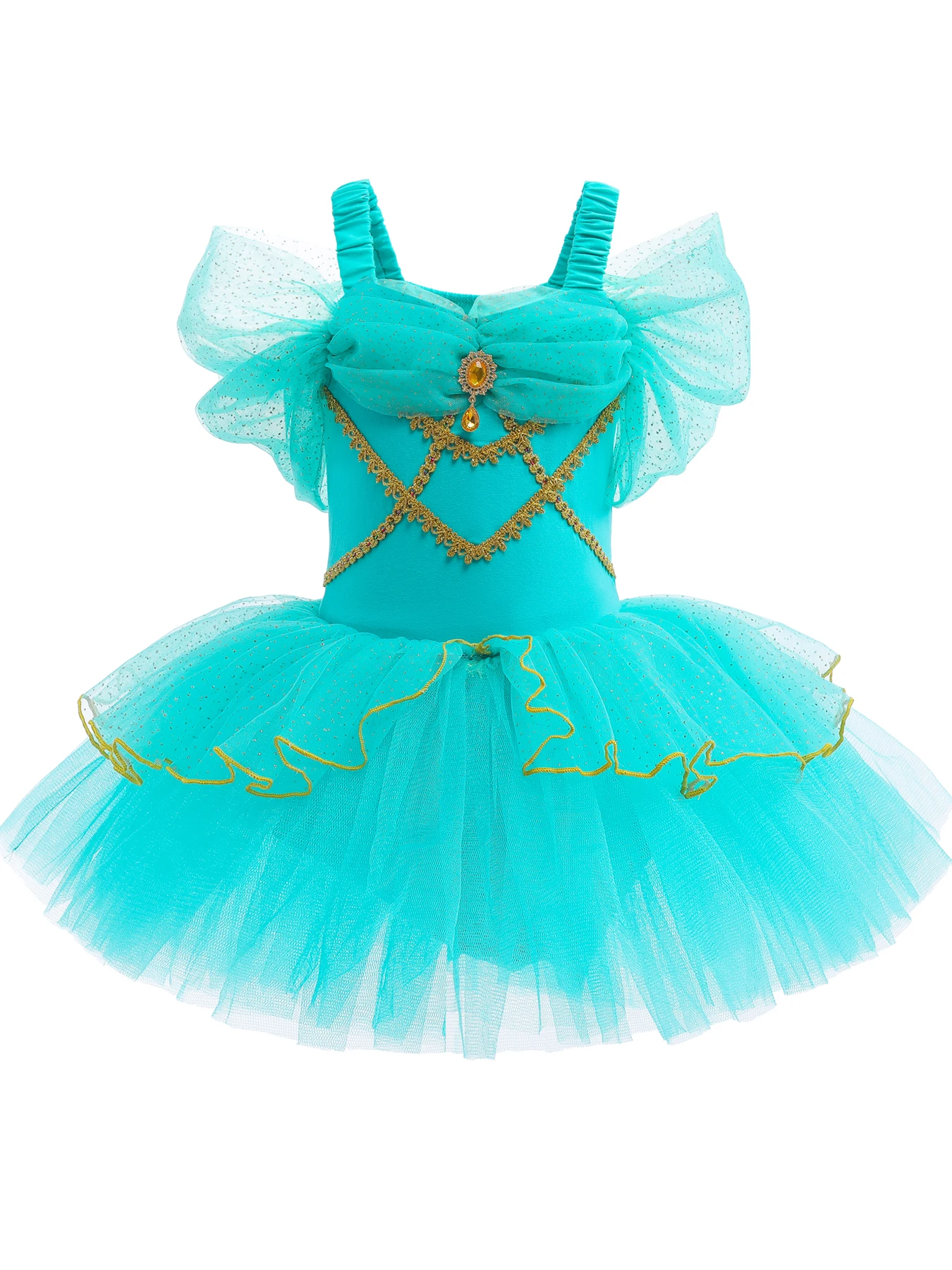 Princess Jasmine Toddler Kid Girls Ruffle Flutter Sleeve Ballet Dance Dress Tutu Skirted Leotard Ballerina Dancewear Gymnastics