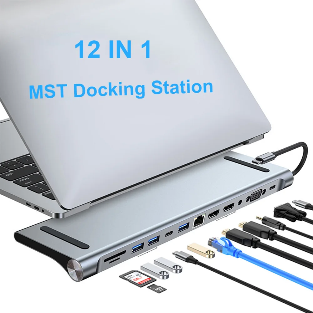 

Док-станция USB C, двойной HDMI-совместимый адаптер USB-концентратора, док-станция для ноутбука VGA типа C для HP Elitebook Dell XPS Lenovo ThinkPad Asus