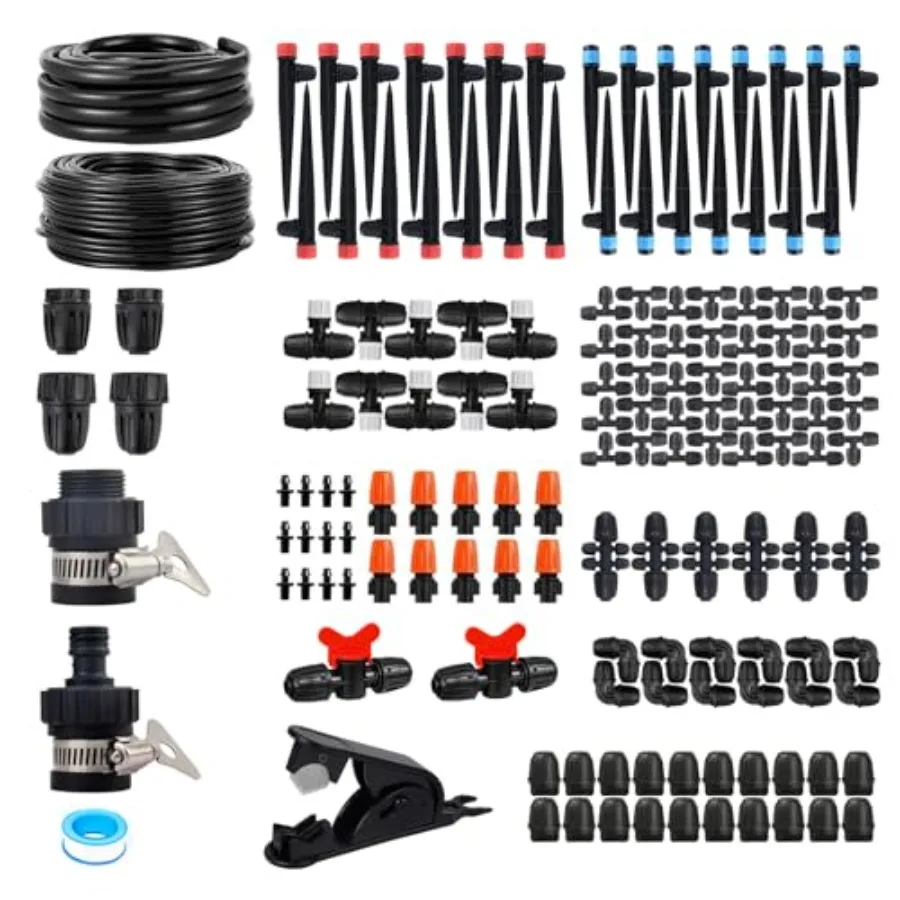 

Усовершенствованная система капельного орошения 233FT, автоматическая система полива и распыления для теплиц, садов, дворов и газонов с трубками 1/4 и 1/2 дюйма.