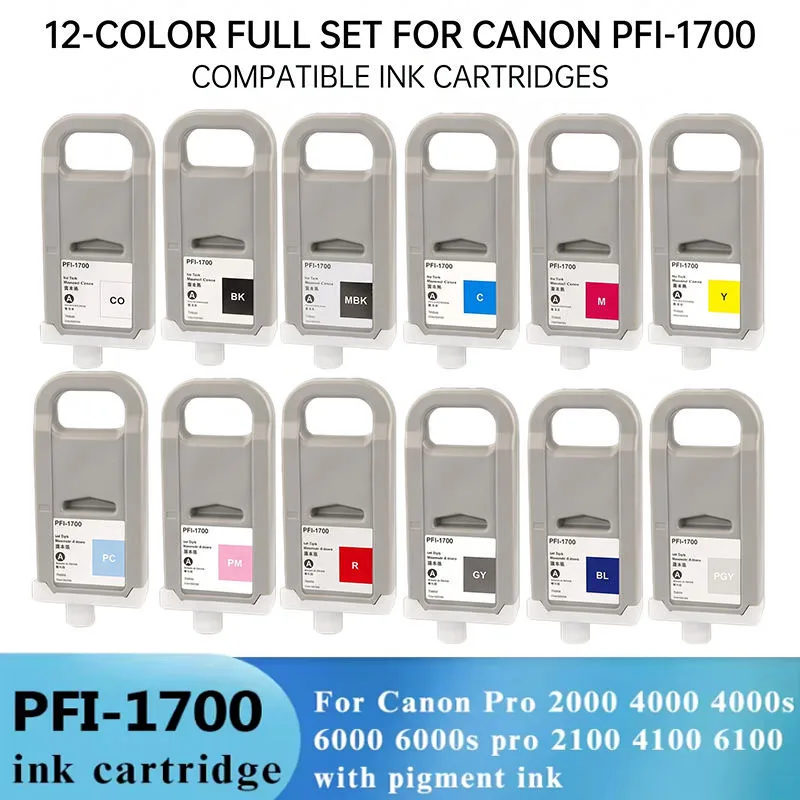700ML Pigment Compatible Ink Cartridge PFI 1700 PFI-1700 for Canon Pro 2000 4000 6000 4000s 6000s 2100 4100 6100 Printers