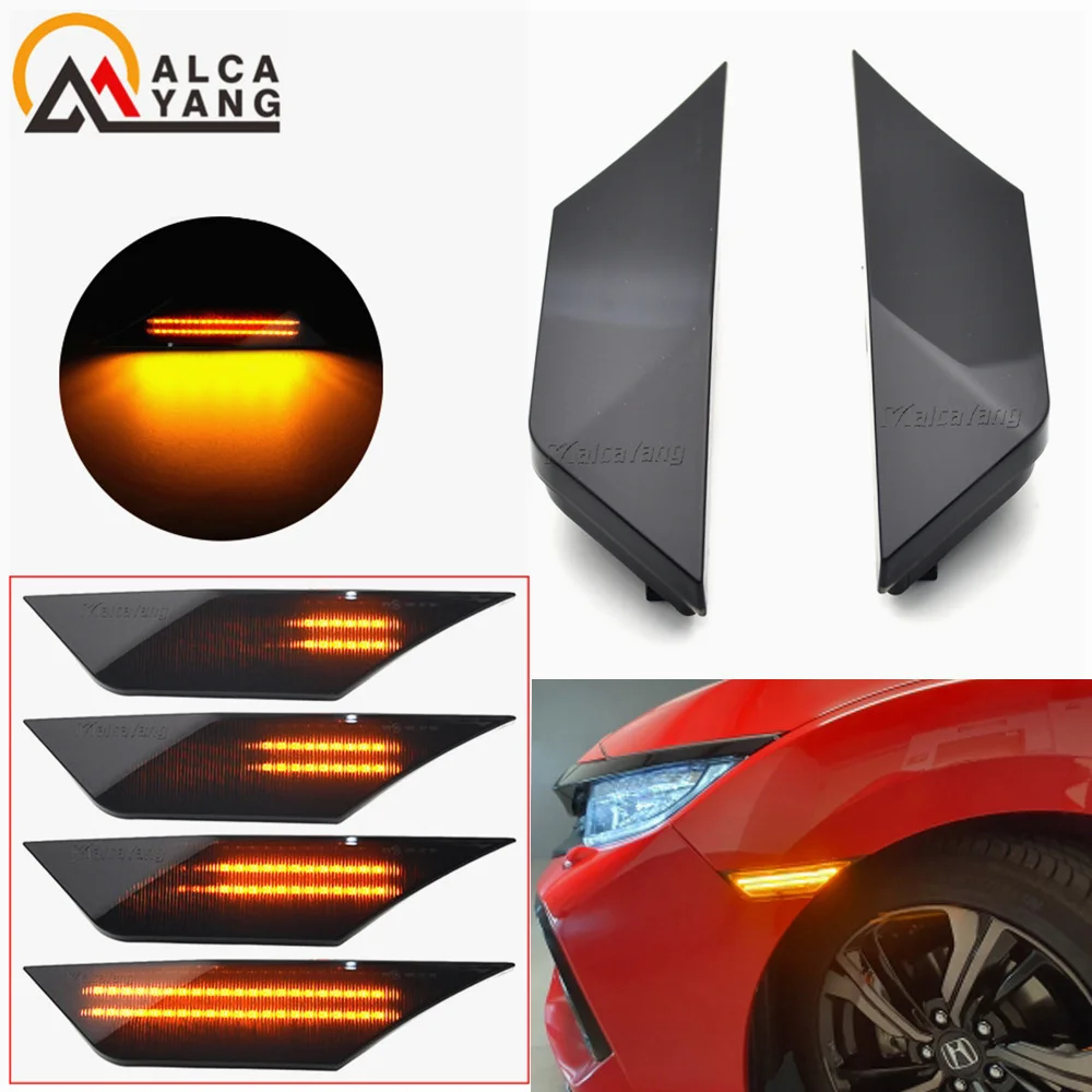 Car Sidemarker Lamps Front Side Marker Light Kit Turn Signal Light For Honda Civic 10th Gen Sedan/Coupe/Hatchback 2016-2021