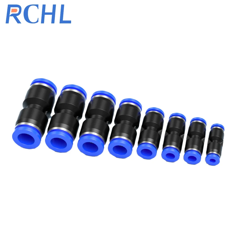 RCHL Pneumatic Fittings Air Water Hose Tube  Fitting Plastic Connector  4mm 6mmTo 10mm12mm Push in Straight Gas Quick Connectors