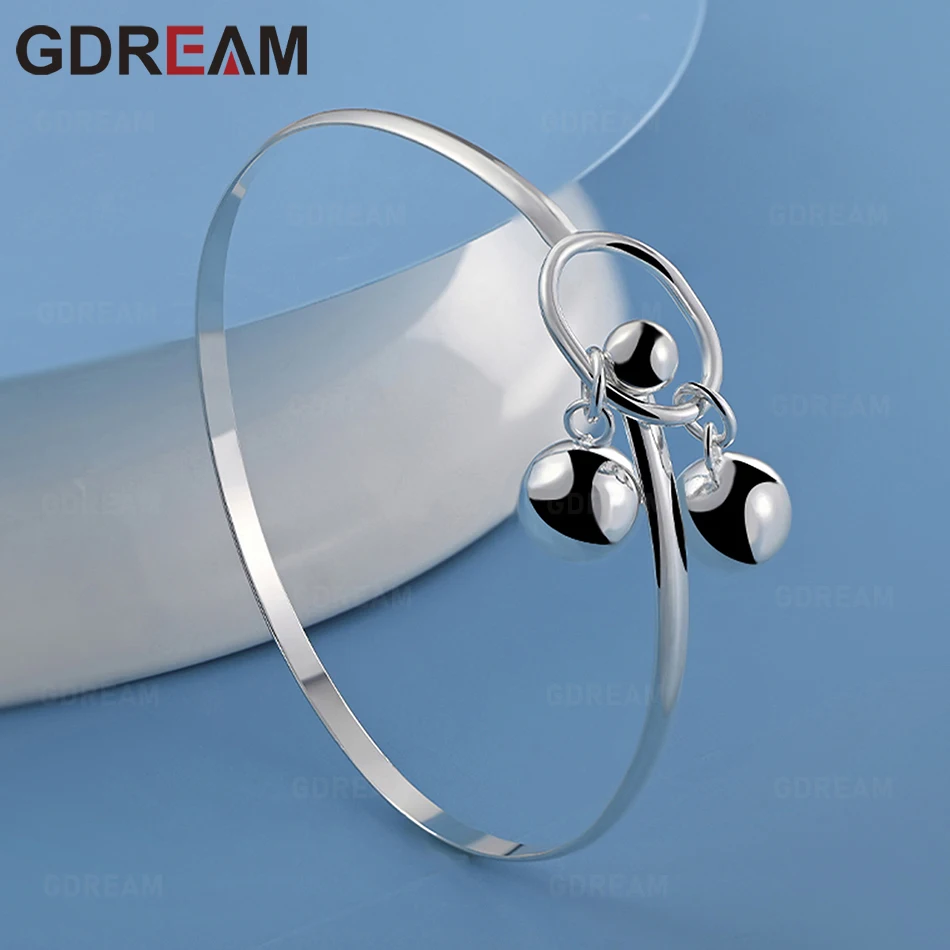 

GDREAM 925 Sterling Silver Double Bell Thin Circle Bangle - A Unique Gift For Women, Versatile For Events And Jewelry