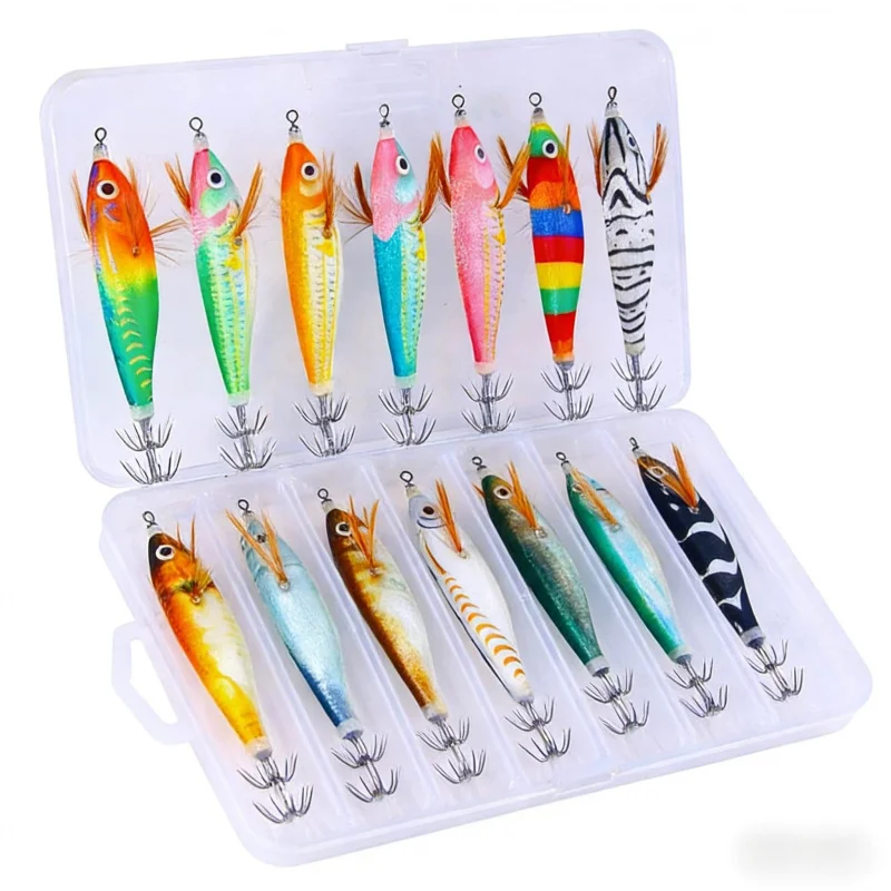 

Luminous wooden shrimp14Only9.5CM 9GHigh-transparency lure bait for sea fishing, squid hook, specialized for octopus