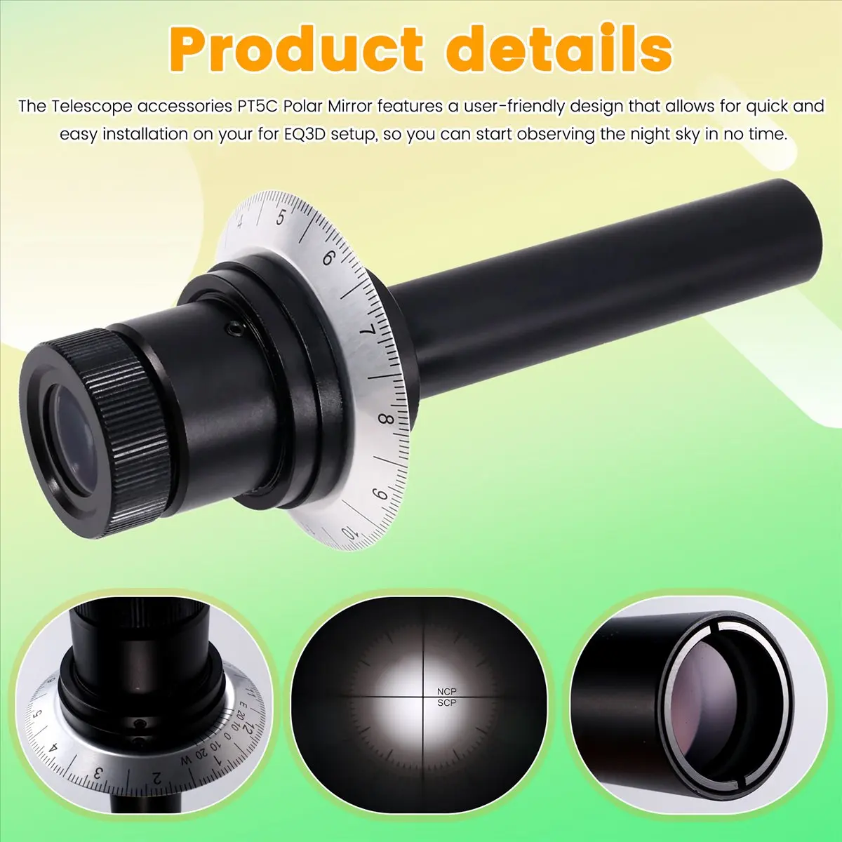 Top Telescope Accessories PT5C Polar Mirror Equatorial Instrument Calibration Polar Axis for EQ3D Polar Mirror