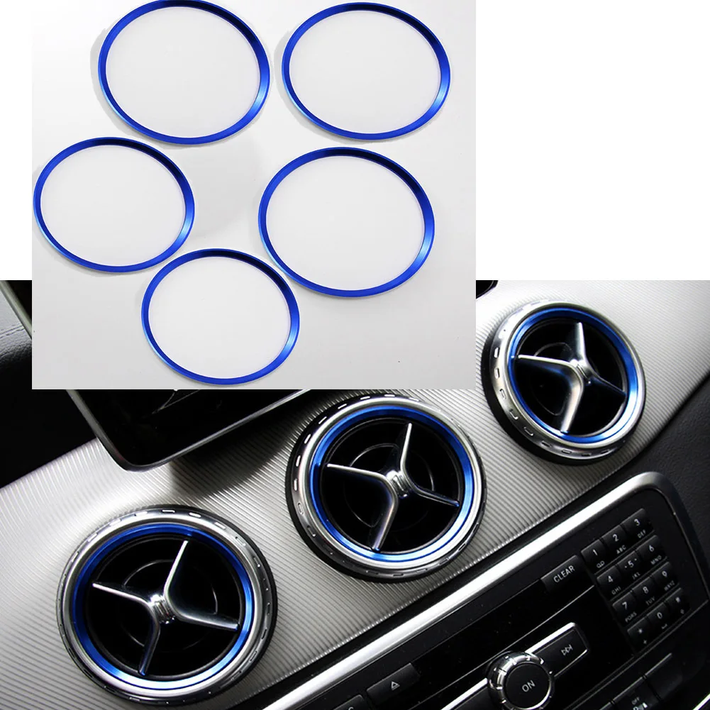 For Mercedes Benz A B GLA CLA Class W176 W246 C117 X156 AMG 5 Pcs Air Conditioner Vent Outlet Ring Trim Decor