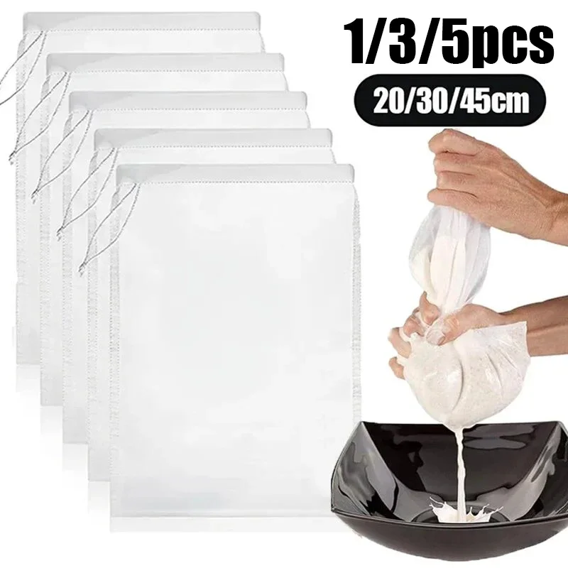 

Reusable Nut Milk Bags Strainers Unbleached Nylon Cheesecloth Bag Food Cheese Yogurt Filter Kitchen Fine Mesh Strainer