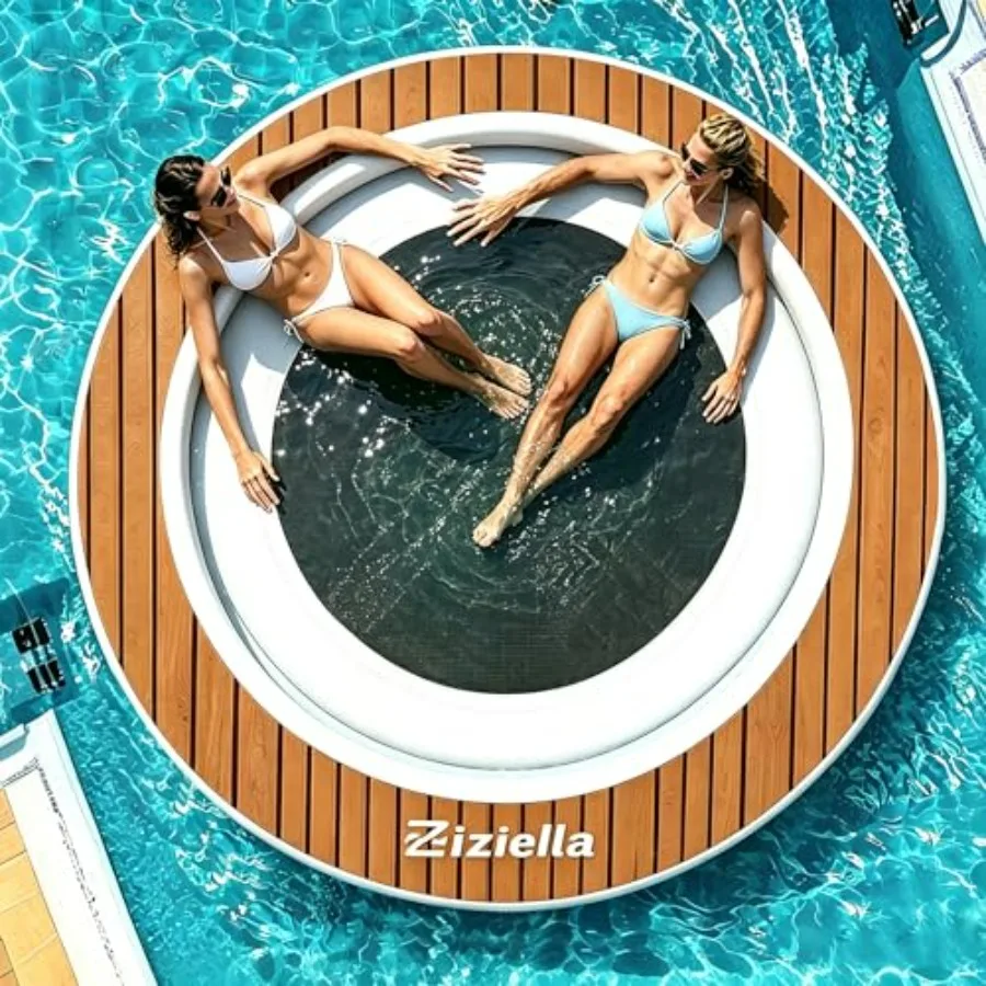 

Inflatable Floating Water Hammock for Pool Ocean Lake Beach, PVC Mesh, Blue, 6 inch Thick Stable Floating Platform