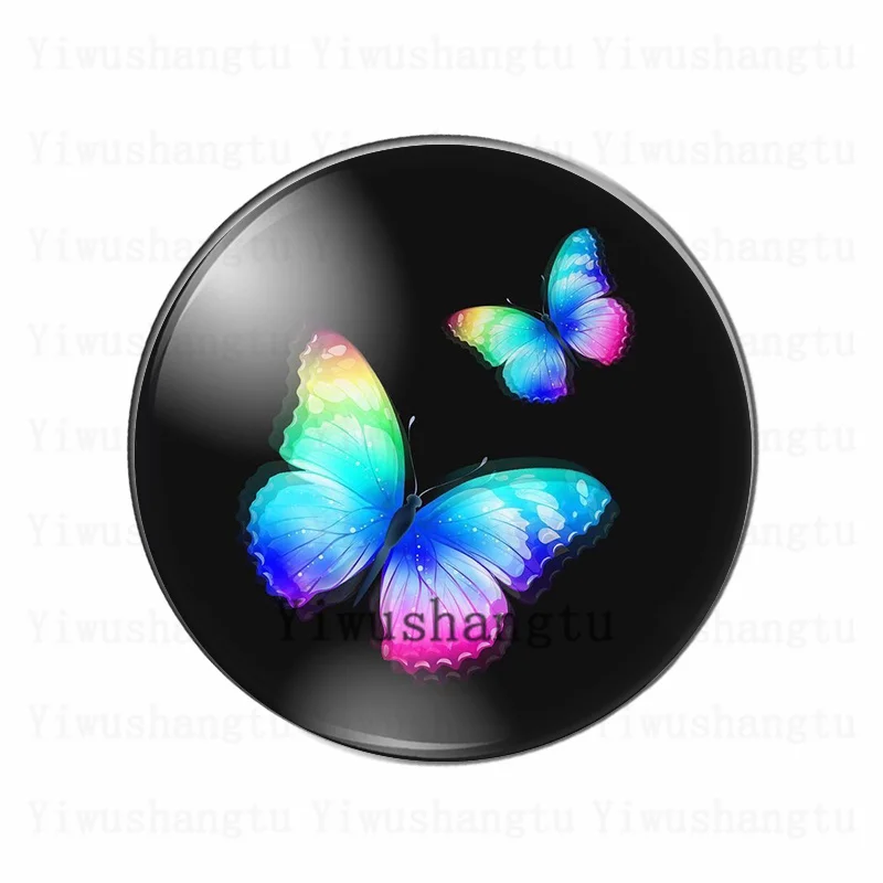 Flying colourful butterfly 12mm/20mm/25mm/30mm Round photo glass cabochon demo flat back Making findings