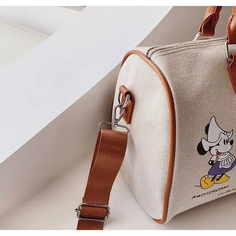 Disney Luxury Brand Travel Bag Mickey Cartoon Luggage Canvas Bag Mommy Bag Large Capacity Handbag Ladies Storage Bag Suitcase