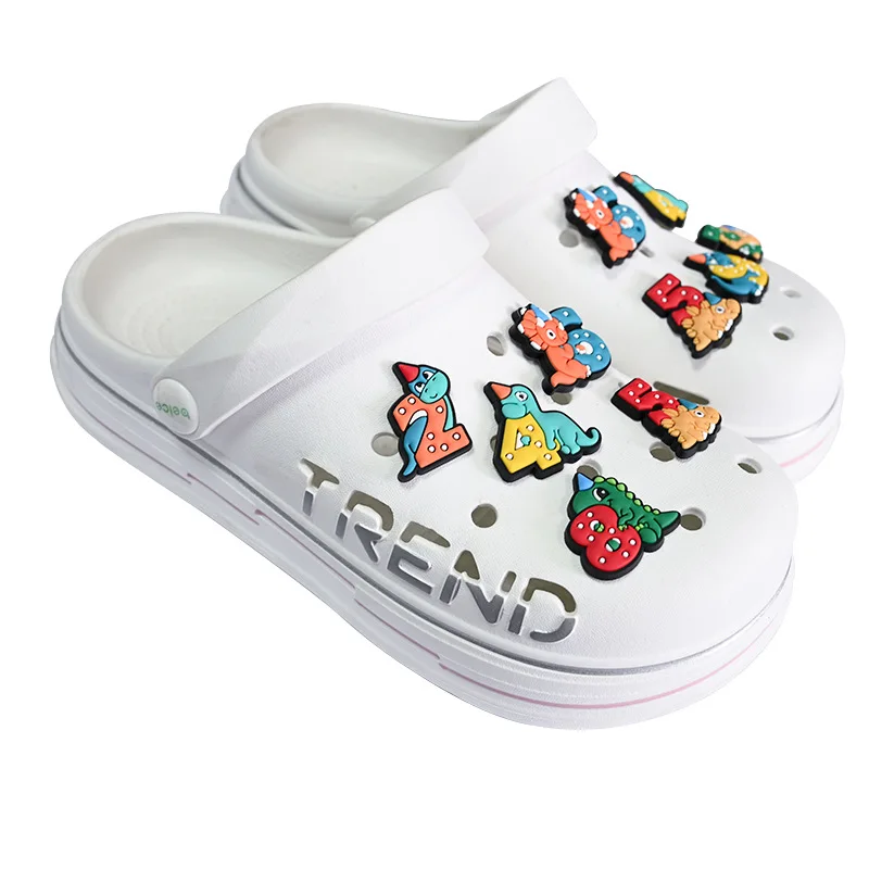 Dinosaur Birthday Number Clog Charms Soft PVC Detachable Shoe Buttons Waterproof Cartoon Dino Digit DIY Shoe Decor Accessories