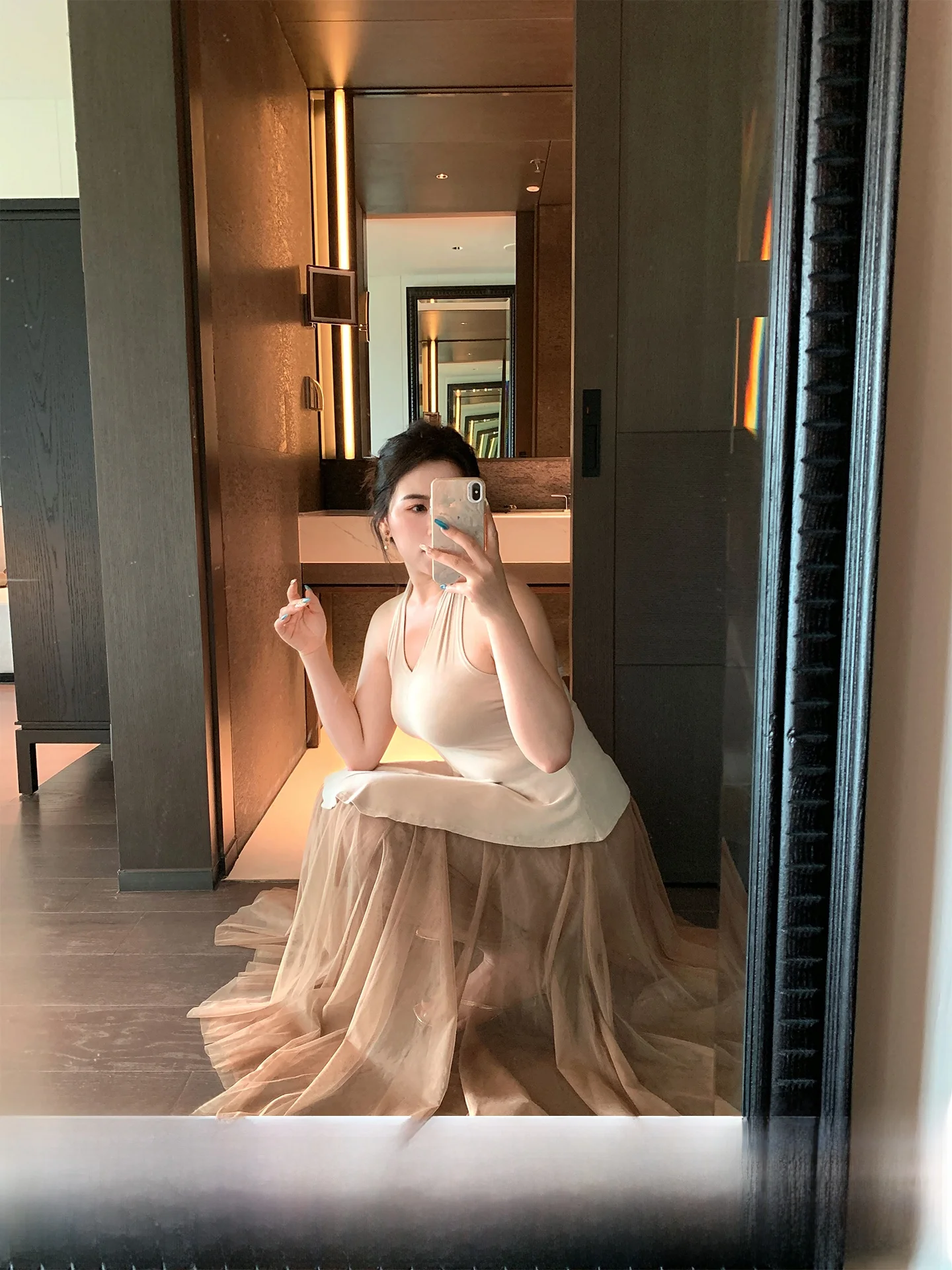 

plus Size Fairy Tale Mesh Half Skirt A-Line Puffy Skirt Multi-Layered Commuter Style High Waist Casual Korean Version