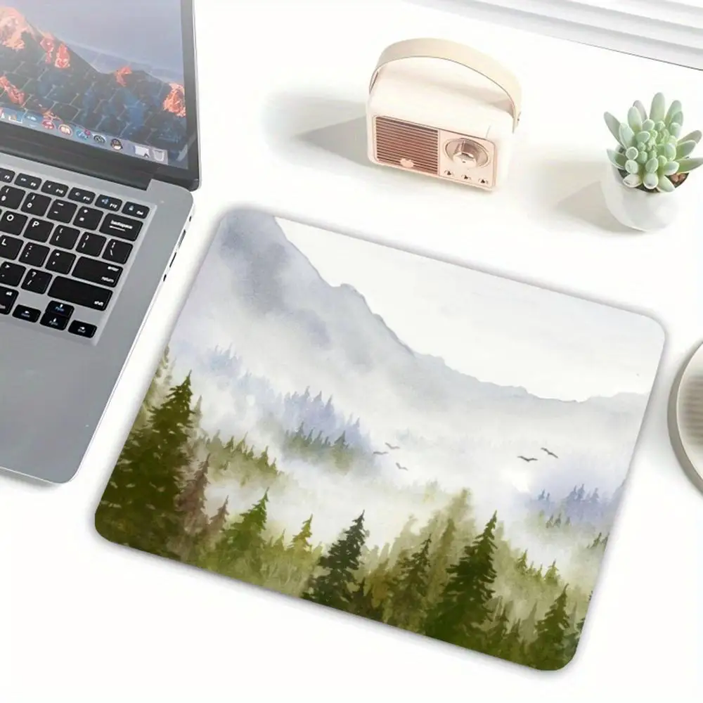 Chic Calming Nature Watercolor Mountain Extra Large full Size Gaming Mouse Pad Forest Desk Mat mouse pad  or Home Office PC