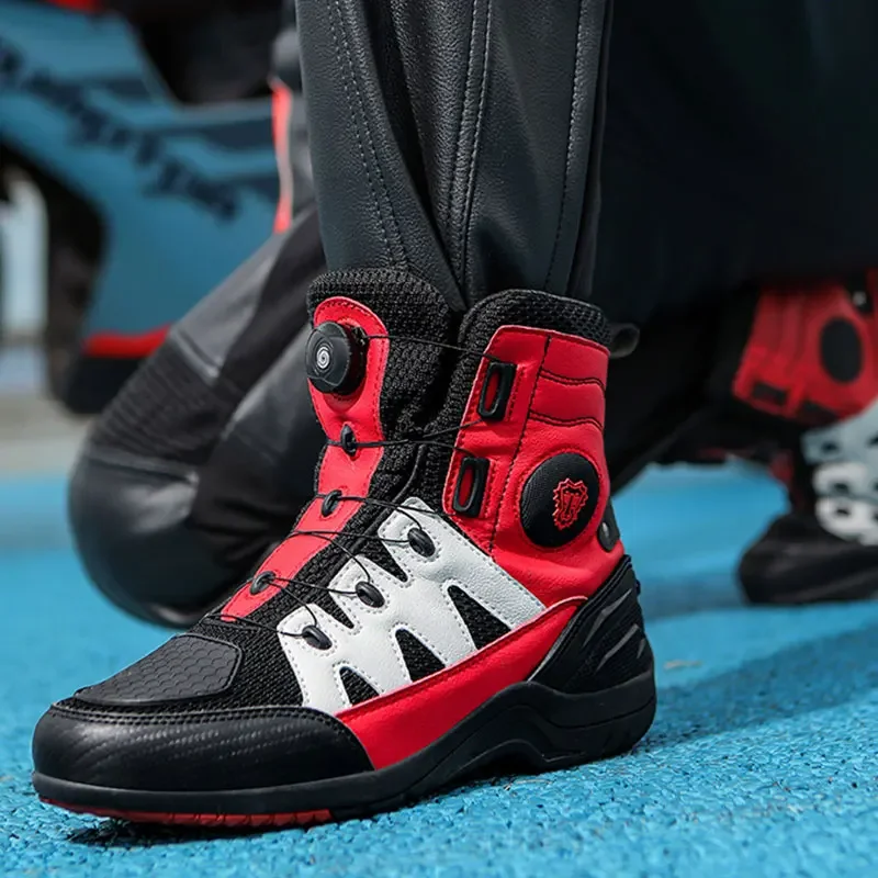 JG WOLVES Motorcycle Boots Men Moto Riding Boots Breathable Motorcycles Shoes Motorbike Chopper Cruiser Touring Ankle Shoes view 4