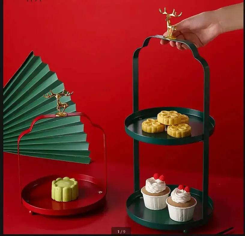 

Metal Cake Stand Double Layer Cake Pan Wedding Dessert Table Display Stand Wrought Iron Decorative Frame Snacks Dessert Plate
