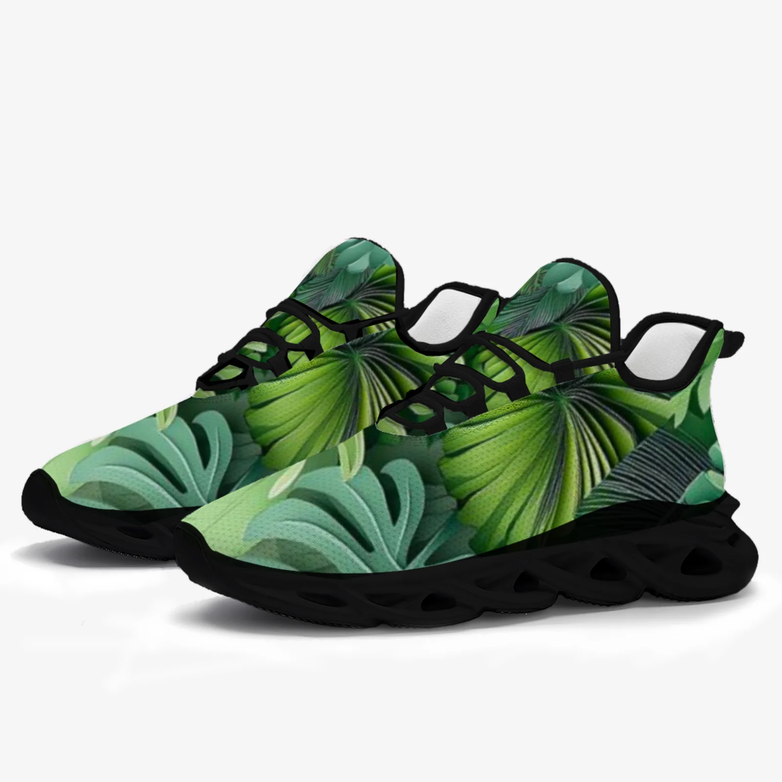 

Green Plant Print Women's Casual Sneakers Teen Girls Lightweight Walking Running Shoes Mesh Lace-Up Shoes EUR36-48