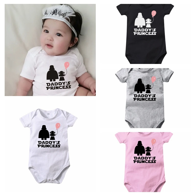 Summer Infant Rompers Baby Boy Girl Letter Daddy\'s Princess Print Short Sleeve Jumpsuit Kid Clothes Cotton Outfit Newborn Romper