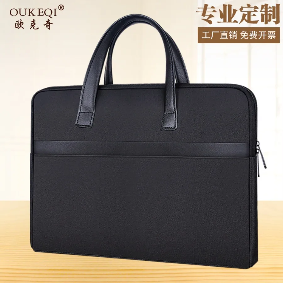 

【New style】Canvas portable waterproof business briefcase large-capacity meeting data document bag document bag male data bag pr