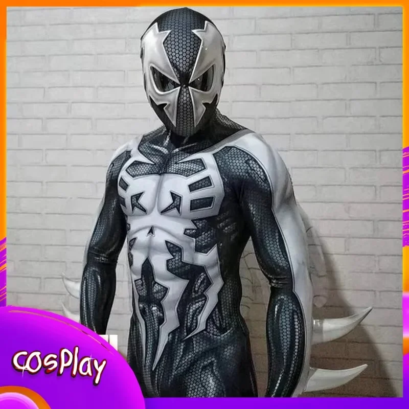 

Костюм Человека-паука 2099 черно-белый стиль косплей костюм супергероя комбинезон Хэллоуин комикс-кон реквизит боди для взрослых Рождественские подарки