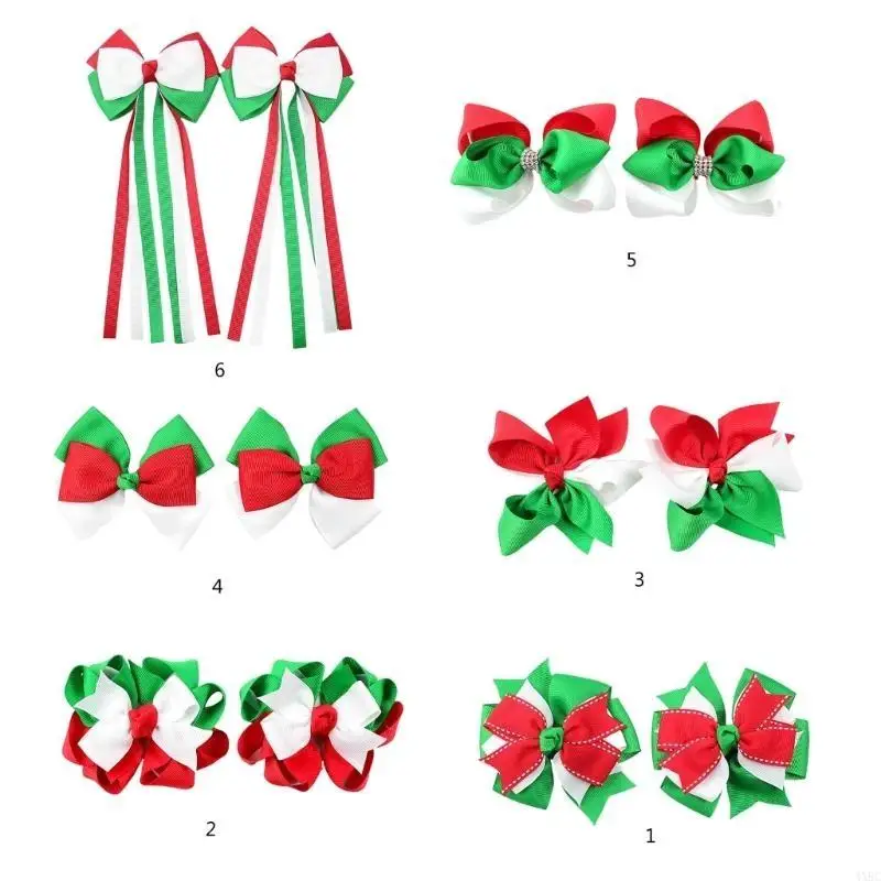 

1 Pair Bowknot Hair Clips for Girls Kids Hair Accessories Hair Bows Hair Clips Set Christmas Party Hair Ornaments 4XBC
