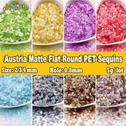 10g 2/3/4mm Pet Austria Matte Flat Round Sequins Eco-friendly Loose Paillettes Sewing Craft Diy Embroidery Accessories