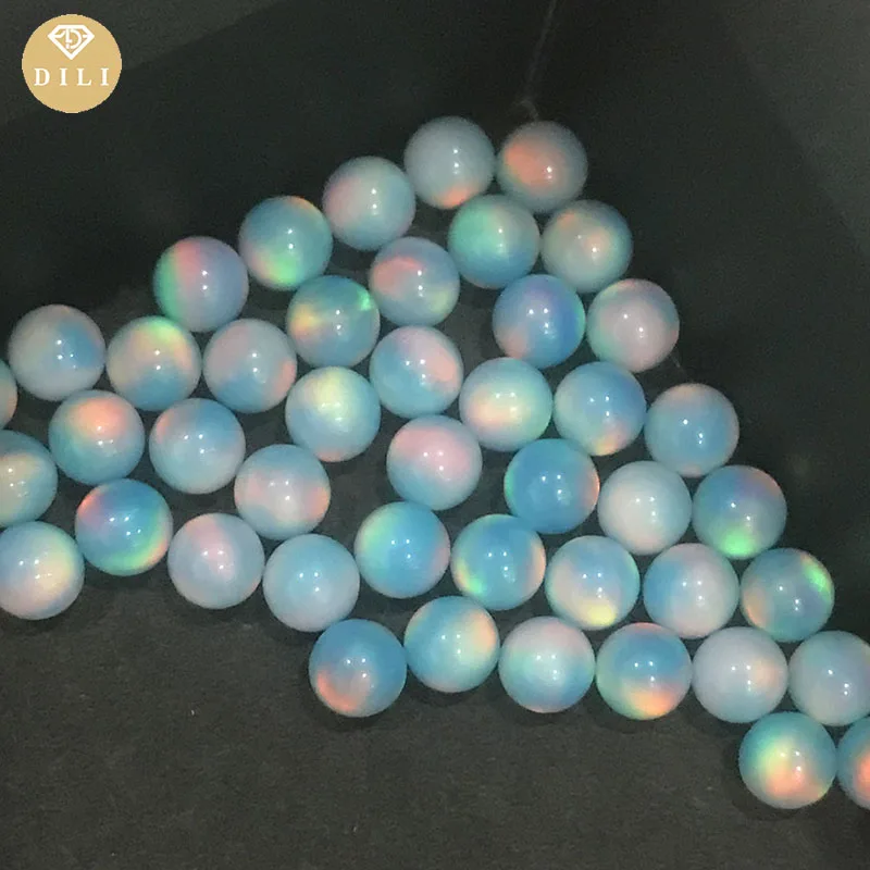 OLP380 Blue Color 3mm~10mm Japan Import Synrthetic Ball Shape Aurora Opal Gemstones Bead