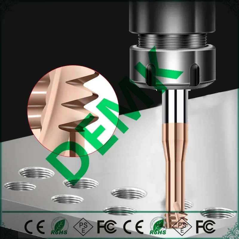 CNC超硬単一歯ねじフライスカッター、65度、超硬、m1、m1.2、m1.4、m1.6、m2、m2.5、M3-M24、1個