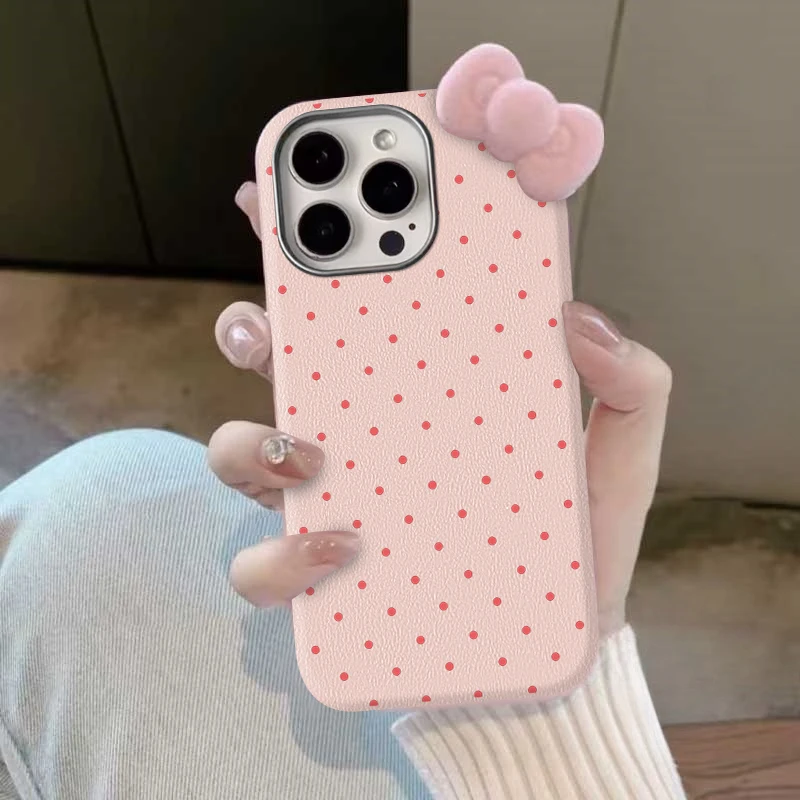 Case For Vivo Y18 Y03 Y16 Y21 Y100 Y17 Y36 Y17s Y11 Y51 Y22 Y28 Y20 Y27 Y16s Y15 Y15s Y12 Cute 3D Doll Point Dot Bow Soft Cover