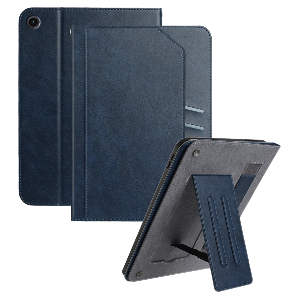 

For Samsung Galaxy Tab A9+ Stand Case Auto Wake / Sleep PU Leather Tablet Cover with Wallet / Hand Strap - Blue