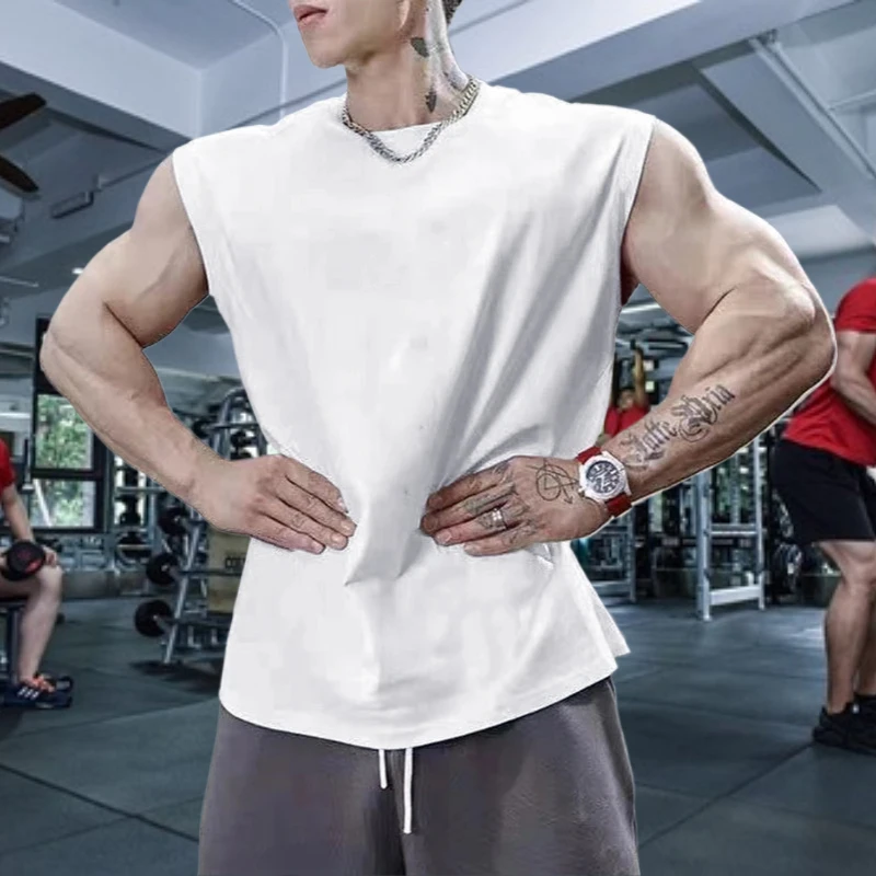 Plain Gym Clothing Mens Bodybuilding Stringer Tank Top Quick Dry Mesh Sleeveless Shirt Fitness Vest Workout Sportswear Tanktop