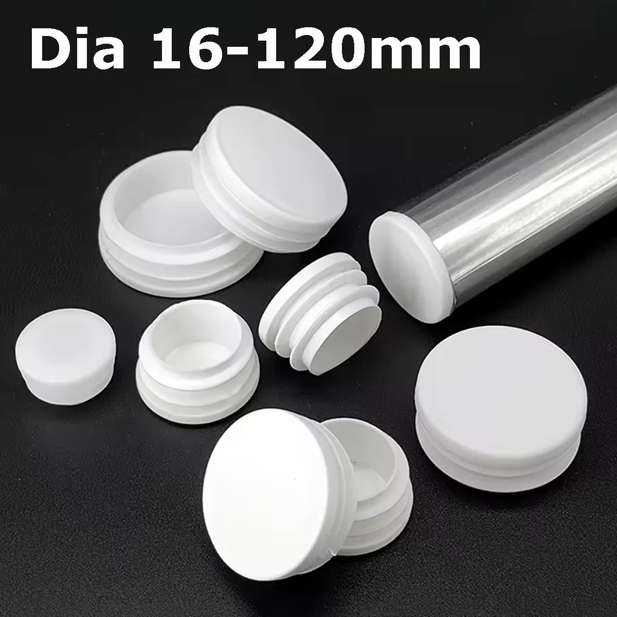 Dia 16-120mm White Round Plastic Blanking End Caps Furniture Table Foot Tip Chairs Legs Cover Pad Tube Inserts Plug Bungs