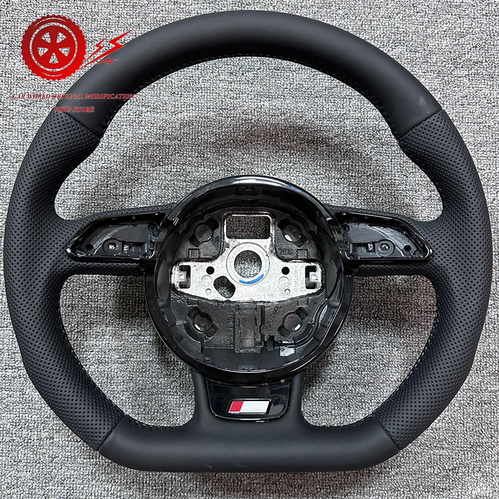 Volante de línea negra de cuero de alta calidad para Audi A3 A5 A4 A4L RS3 RS4 RS5 S4 S5 B8 B8.5 volante de coche