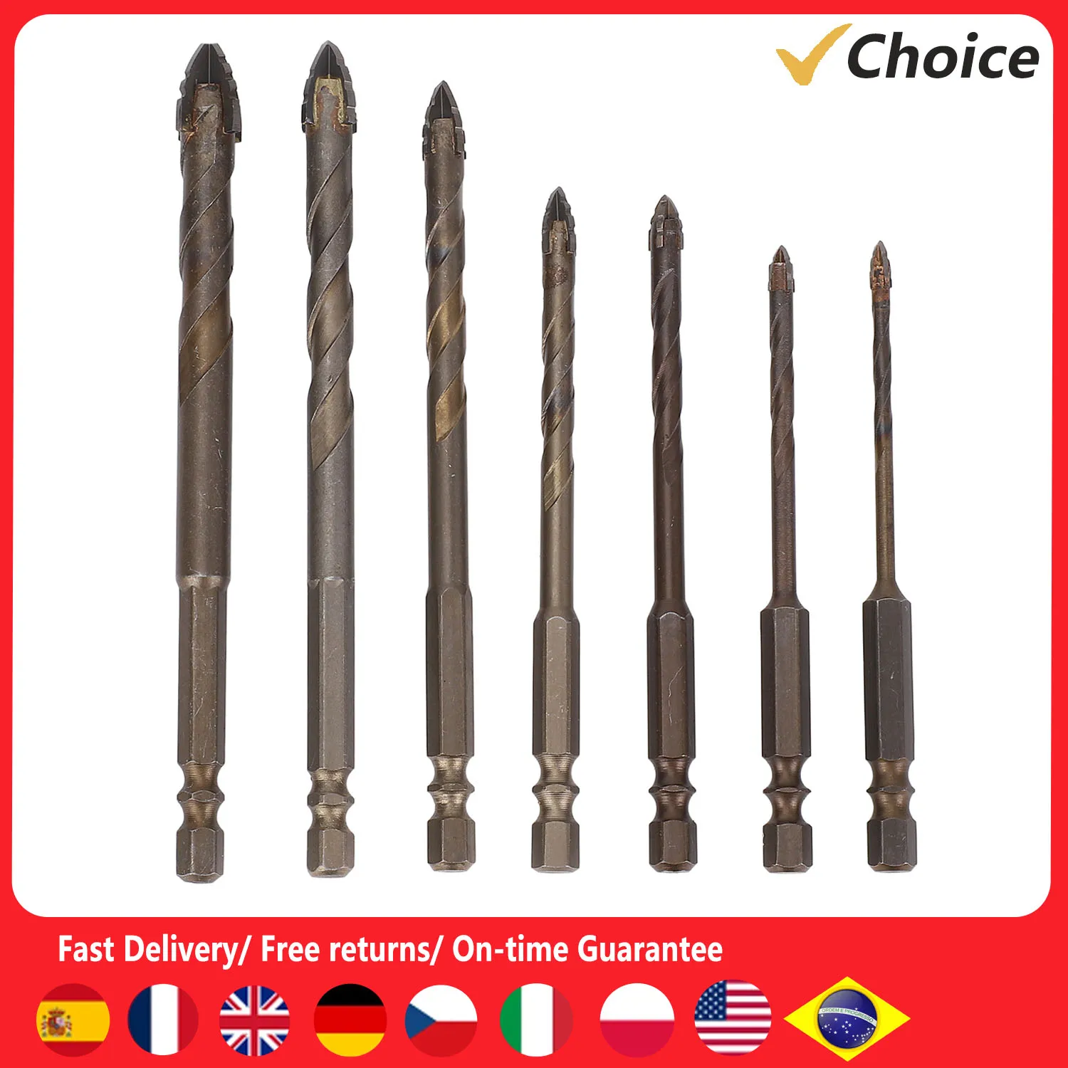 

7 Pcs Masonry Drill Bit Set Hex Shank Concrete Drill Bits for Cement Glass Wood Tile Brick 3-12mm Size Concrete Bits Masonry Bit