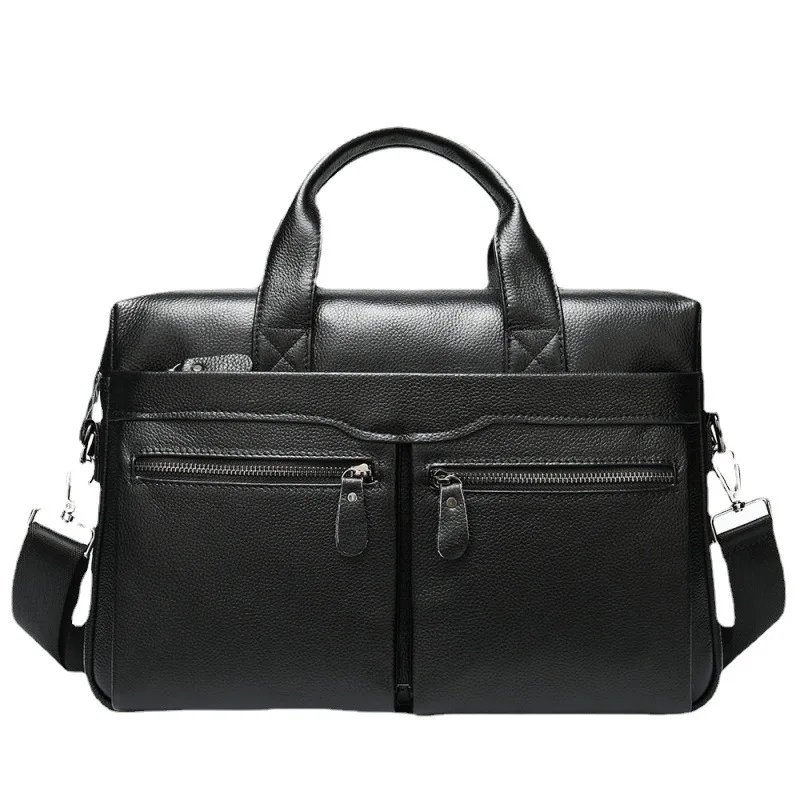 Office Men Genuine Leather Handbags Large Leather 14\