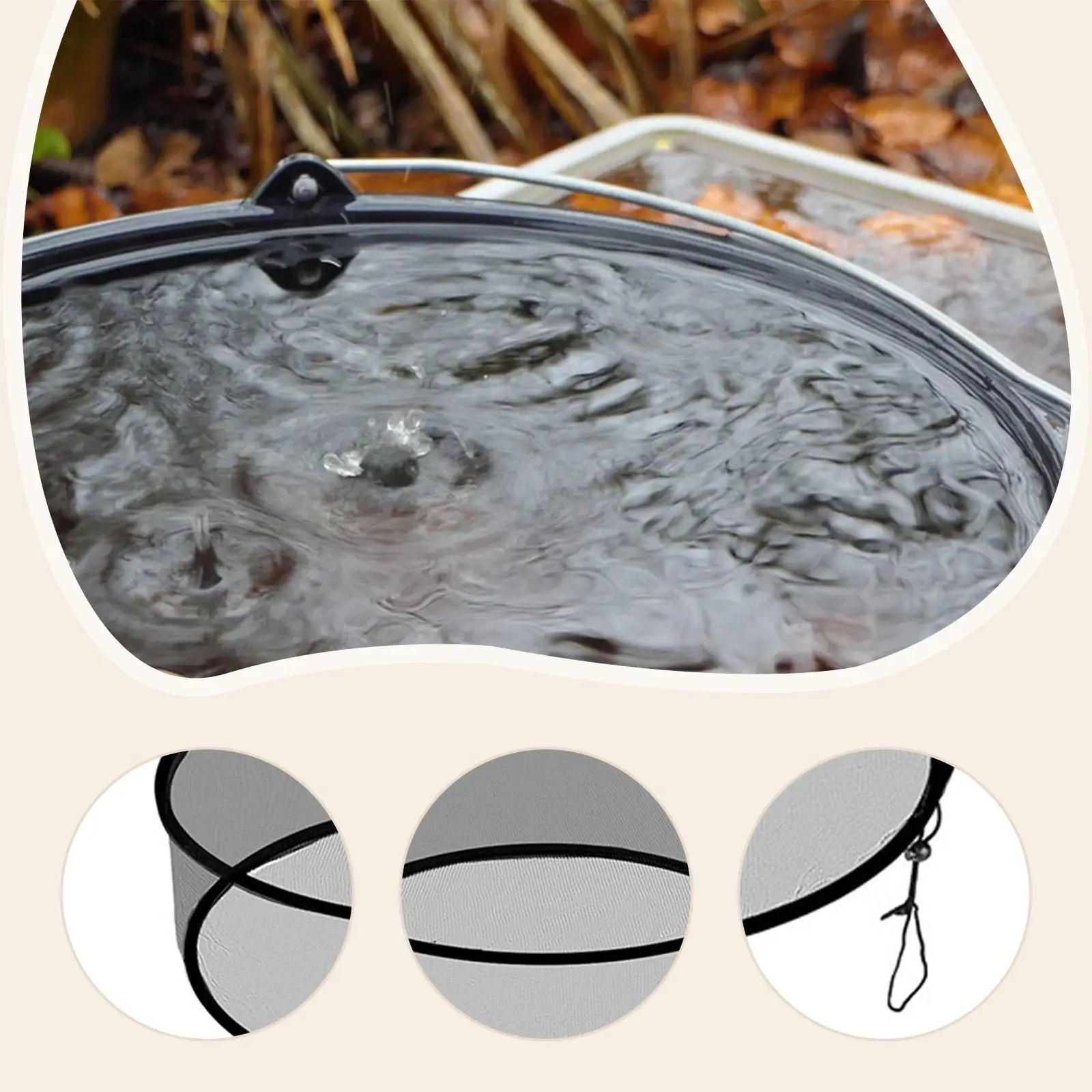 غطاء برميل شبكي برباط، قابل لإعادة الاستخدام وعملي، غطاء لدلاء جمع المياه. #5