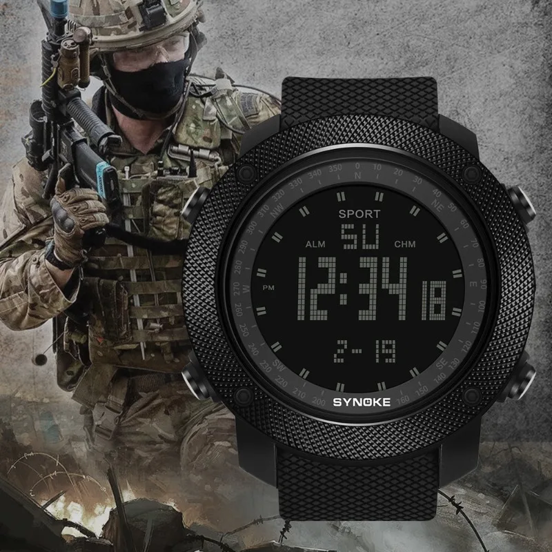 Montre numérique étanche pour homme, mode militaire en plein air, montre rétro pour homme, montre de sport, Synoke Shoous multifonctionnel