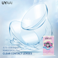 UYAAI -0.75~-9.00 Clear Myopia Lenses High Quality Transparent Contact Lenses with Degree Natural Prescription Eye Contacts