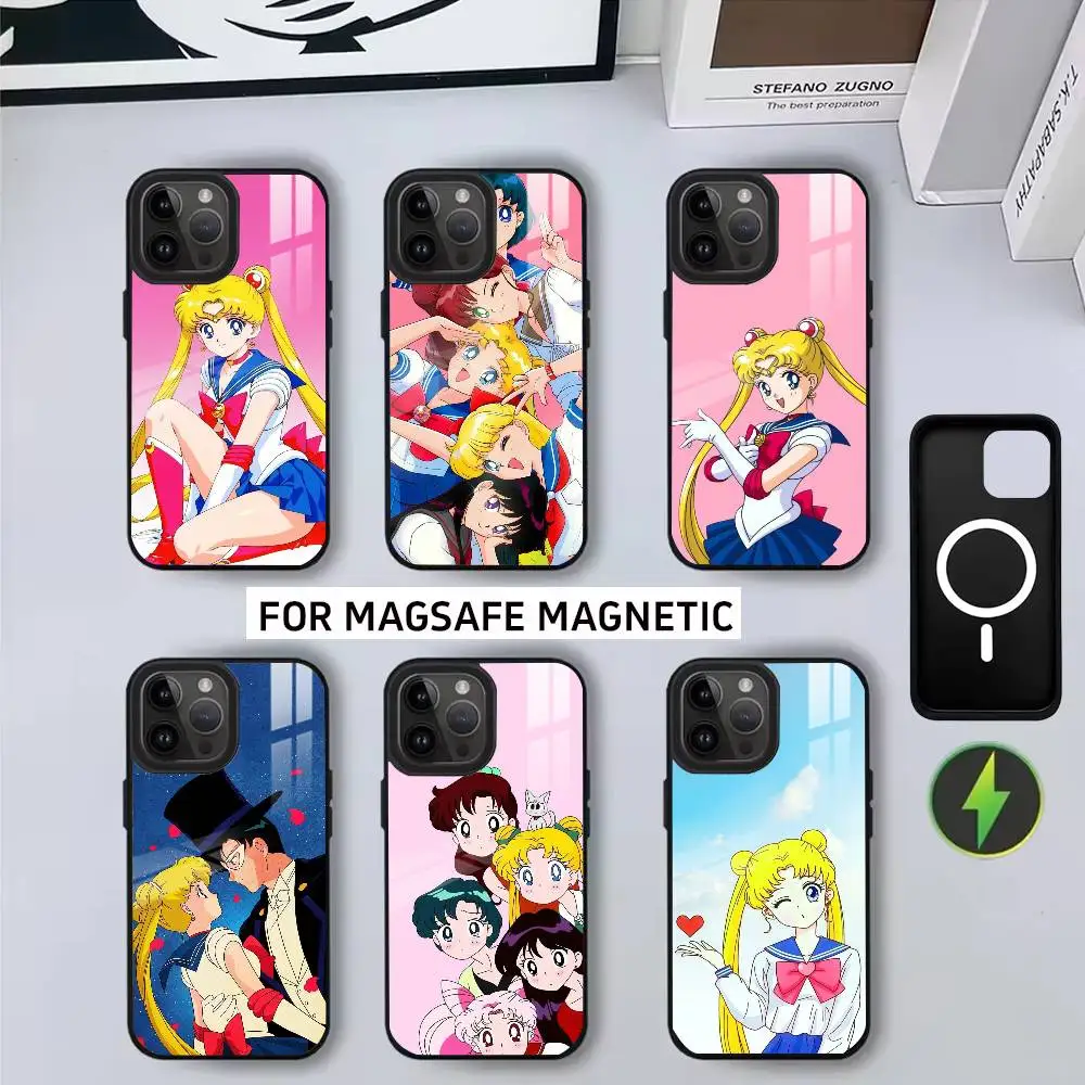 

Cute girls S-Sailors M-Moon-es Phone Case For iPhone17,16,15,14,13,12,11 Plus,Pro Magnetic with Magsafe Wireless Charging